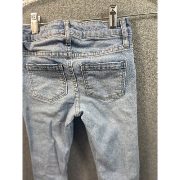 Cat & Jack Girls Blue Skinny Jeans With Embroidered‎ Patches & Distressed Detail - Picture 8 of 13